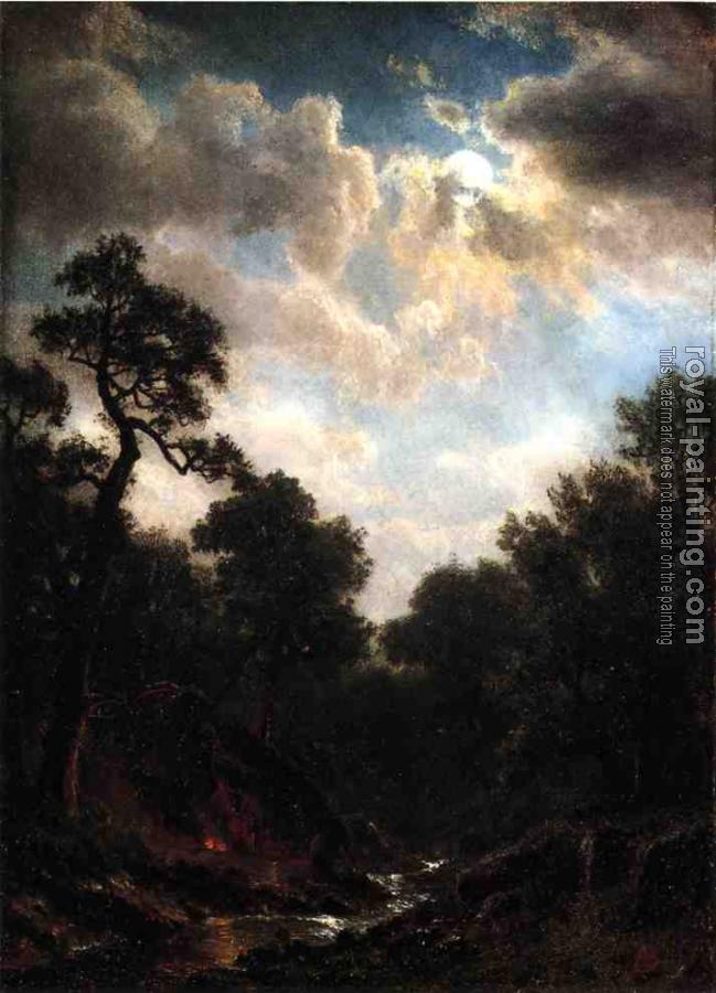 Albert Bierstadt : Moonlit Landscape